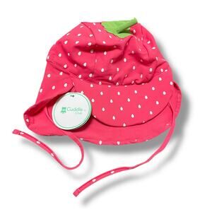 Cuddle Club Strawberry Sun Hat Cap Sz Small Newborn 9 Months Shower Gift UPF 50+